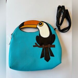 NEW Sleepyville Critters Toucan Design Blue Crossbody Bag